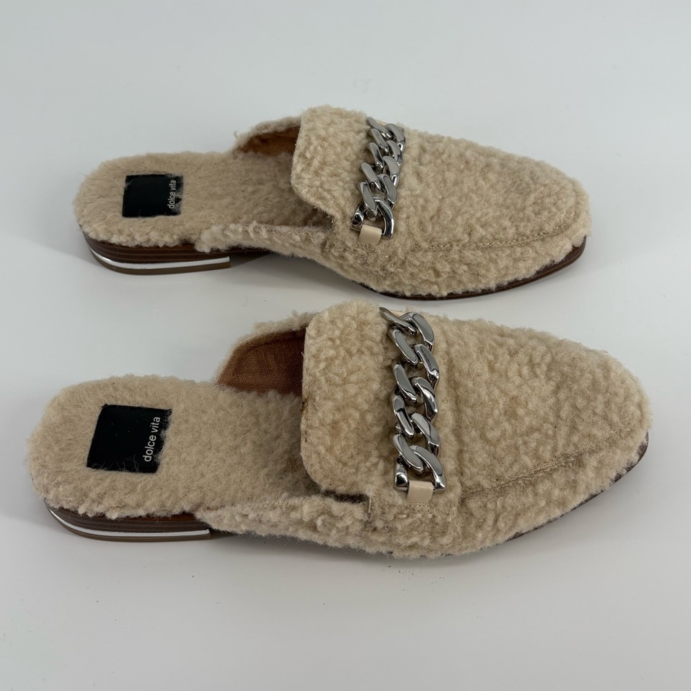Dolce Vita Pela Chain Sherpa Slip-on Mule Flats - Picture 2 of 10